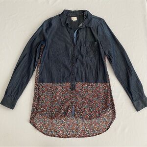 Postmark Anthropologie Women’s Button Down Shirt Size 4 Floral Contrast Cowgirl
